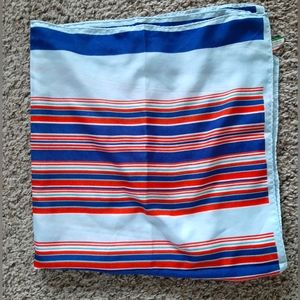 Striped Square Scarf - blue and red